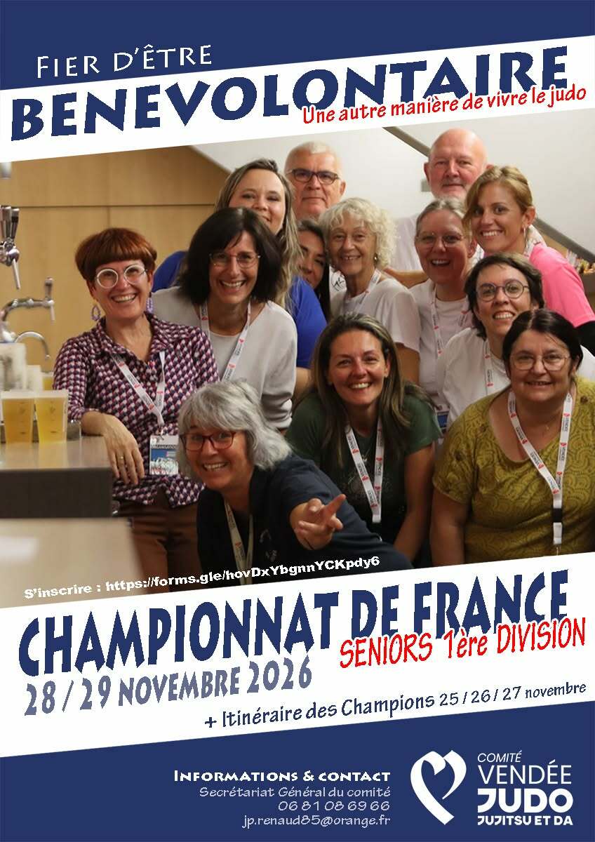 Deviens bénévole au sein du Comité Départemental de Judo de Vendée