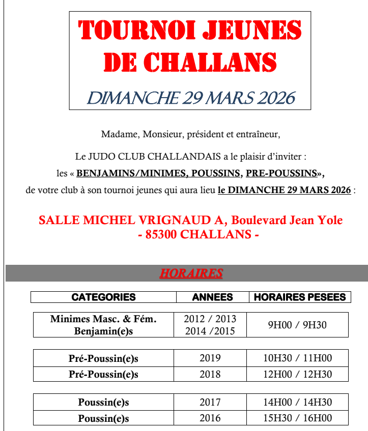 Tournoi Jeunes Challans