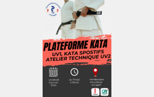 Stage KATAS UV1 randoris sur CPS + Atelier Technique UV2 16h- 18h45 Vendespace et Katas sportifs minimes et +