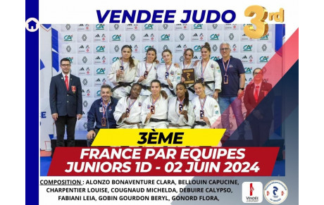 Vendée Judo 3ème au France par équipes de clubs Juniors 1D